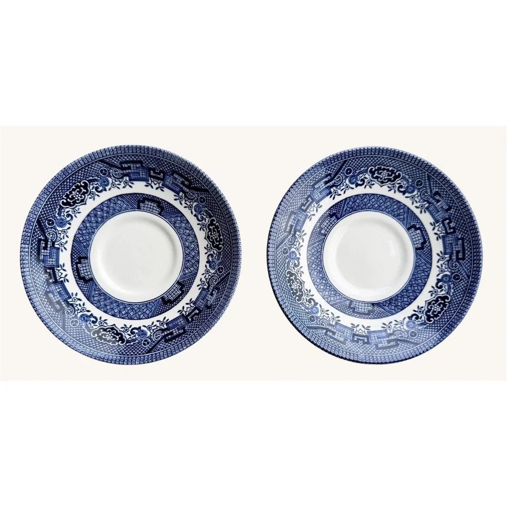 Vintage Churchill Blue Willow Saucers Set of 2 Staffordshire England 5.5